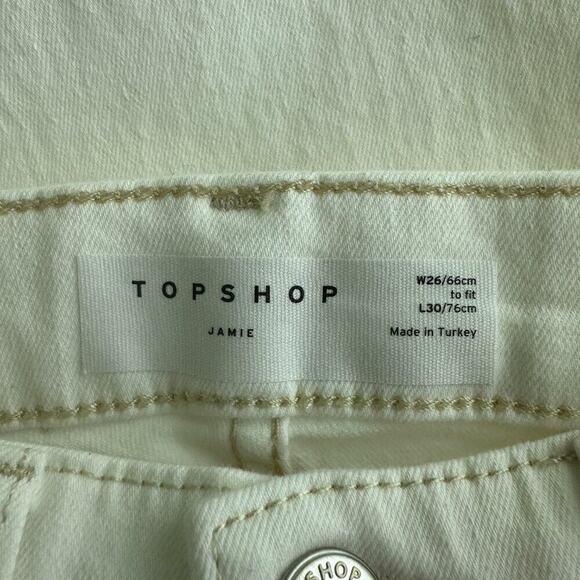 2/$30 Topshop Moto Jamie Jeans High Rise Skinny Cropped Stretch White W26 #9236 - Picture 8 of 12